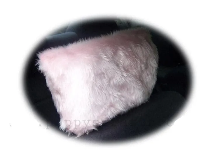 1 pair of Plain furry faux fur fluffy fuzzy plain car seat headrest covers choice of colour