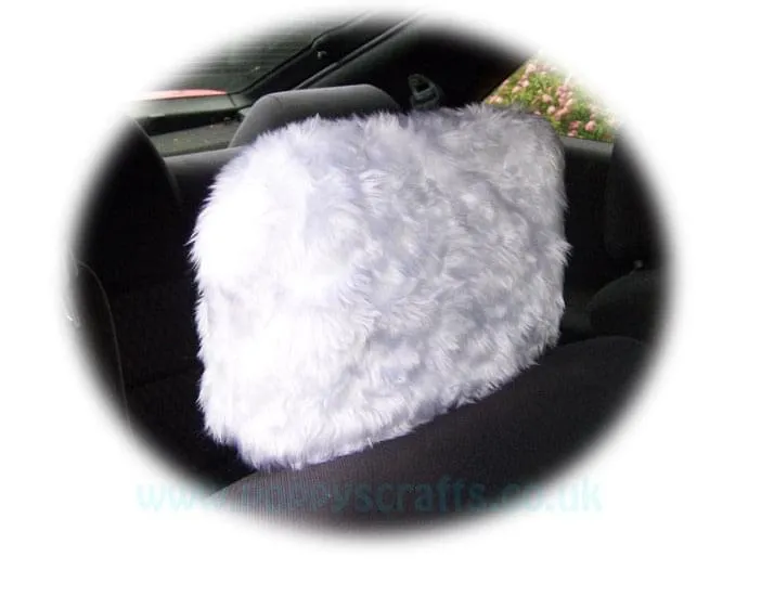 1 pair of Plain furry faux fur fluffy fuzzy plain car seat headrest covers choice of colour