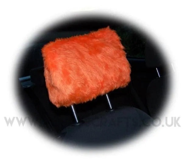 1 pair of Plain furry faux fur fluffy fuzzy plain car seat headrest covers choice of colour