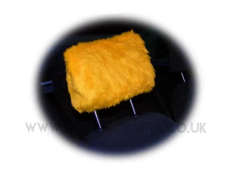 1 pair of Plain furry faux fur fluffy fuzzy plain car seat headrest covers choice of colour