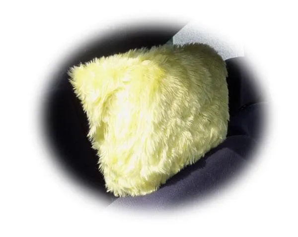 1 pair of Plain furry faux fur fluffy fuzzy plain car seat headrest covers choice of colour