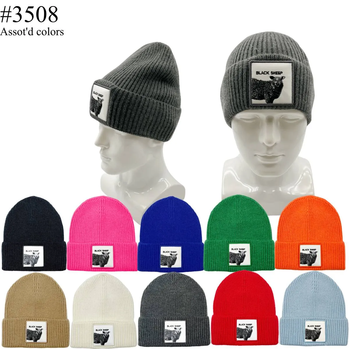 12-pack BLACK SHEEP Winter Beanie Hat #3508