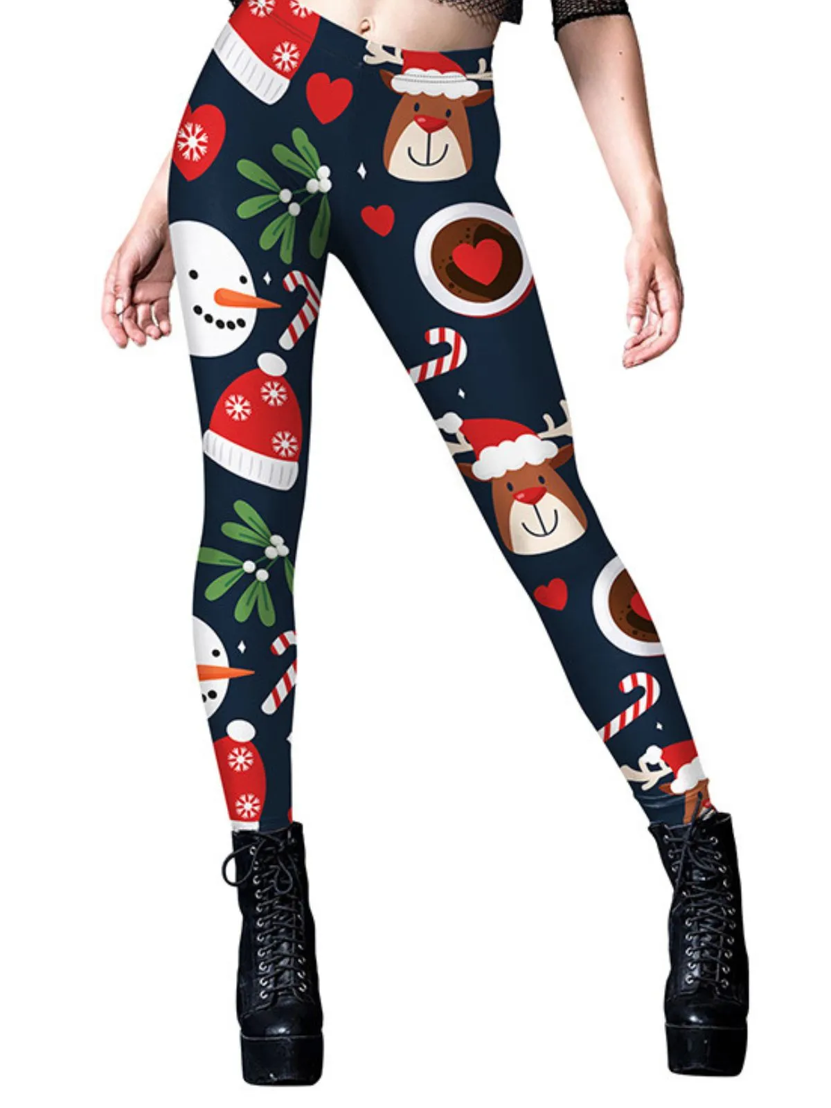 1960s Christmas Printed Cute Leggings