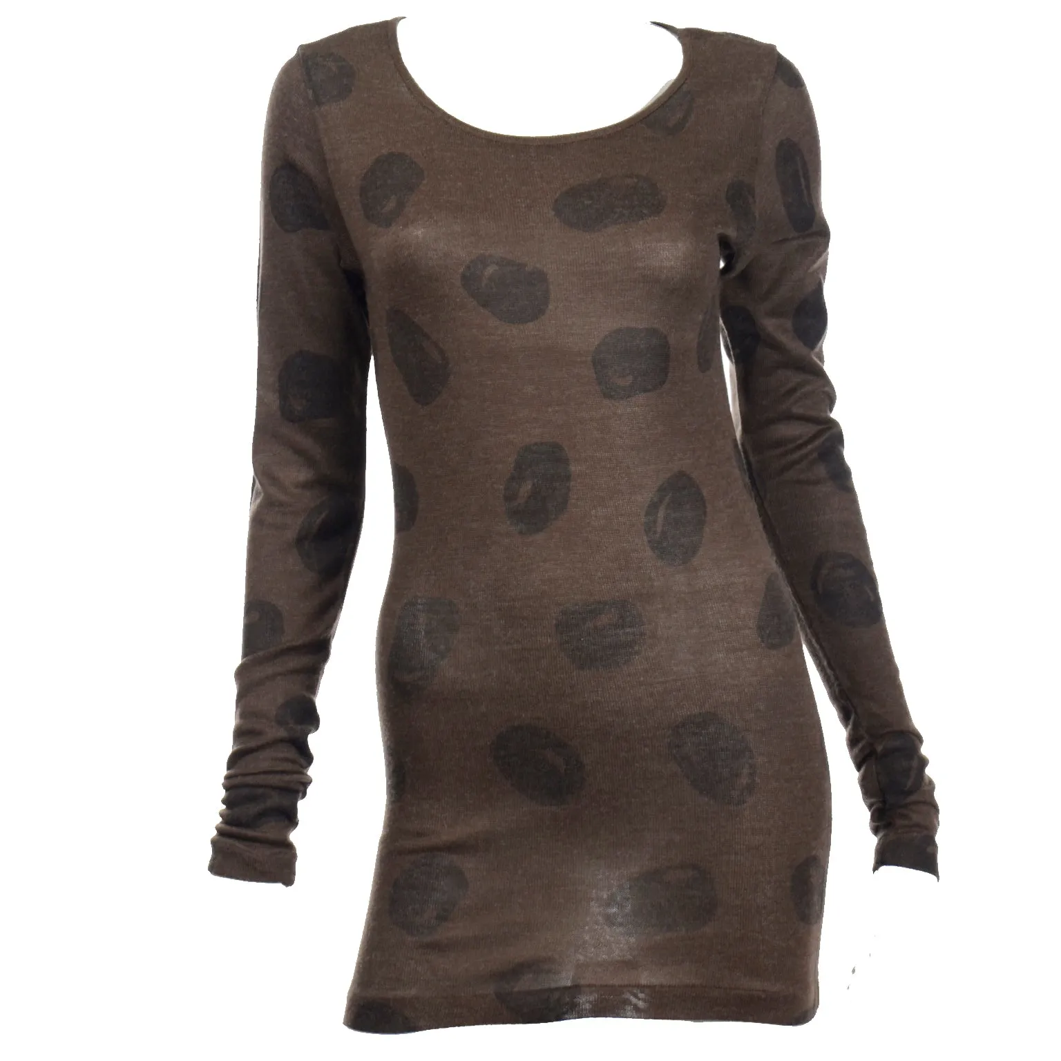 1980s Issey Miyake Brown Abstract Dot Long Top or Mini Dress