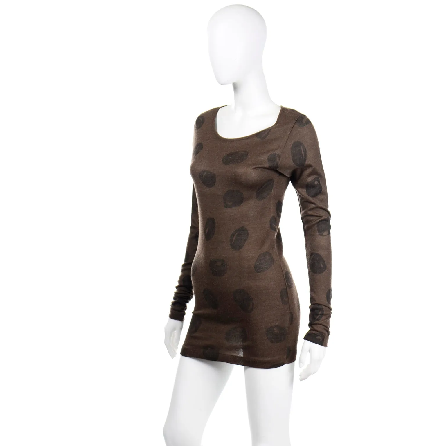 1980s Issey Miyake Brown Abstract Dot Long Top or Mini Dress