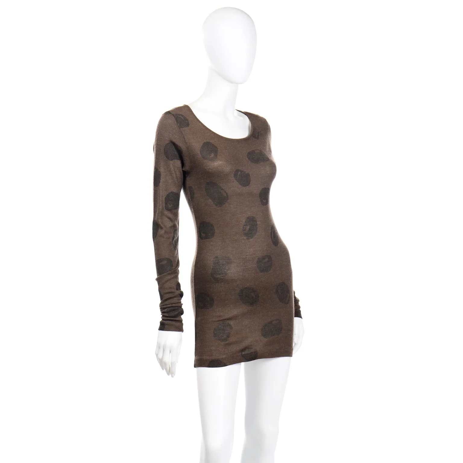 1980s Issey Miyake Brown Abstract Dot Long Top or Mini Dress