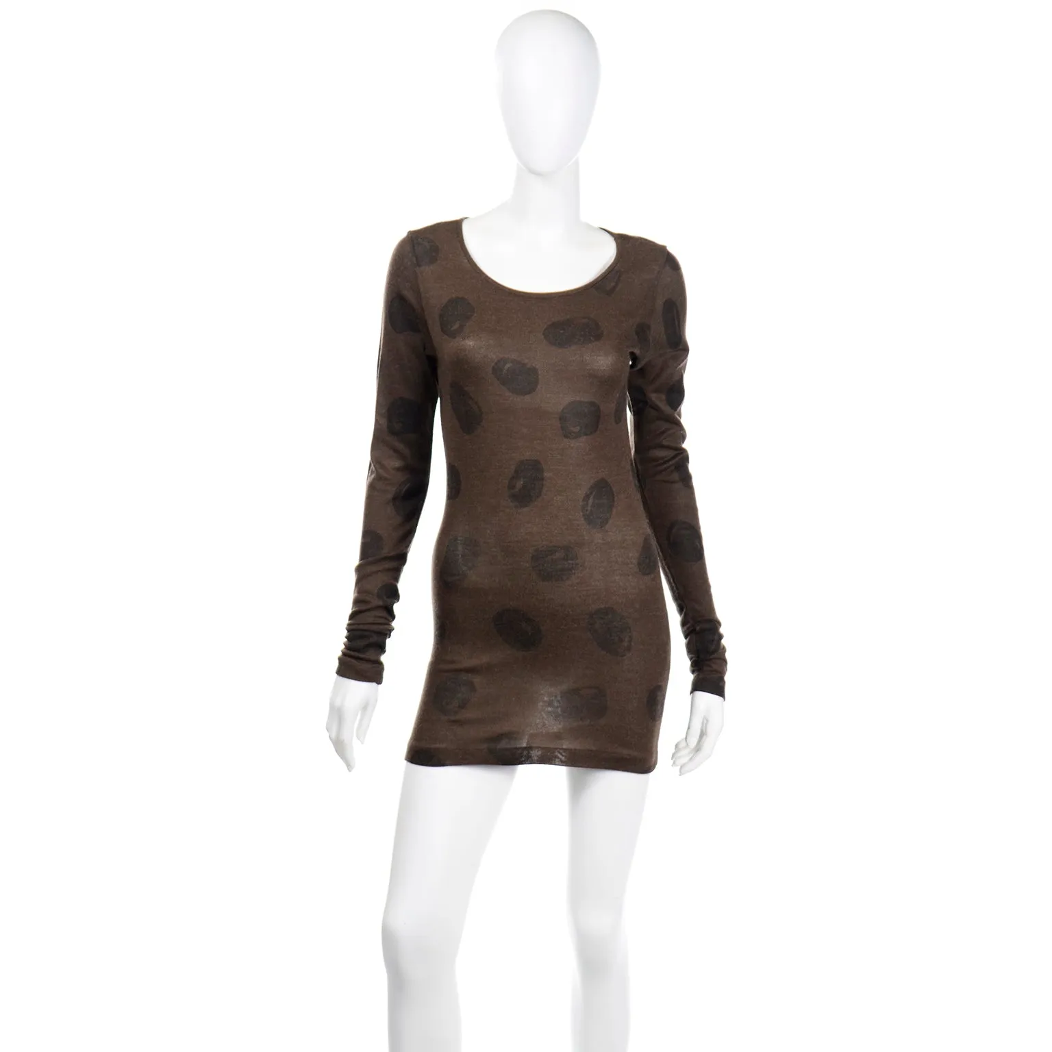 1980s Issey Miyake Brown Abstract Dot Long Top or Mini Dress