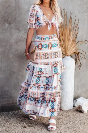 2 Pieces Floral Printed Summer Dress