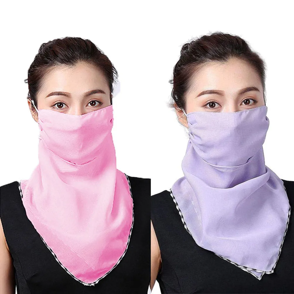 2pcs Dustproof Triangle Scarf Neck Gaiter Breathable Collar Bandana Balaclava for Women