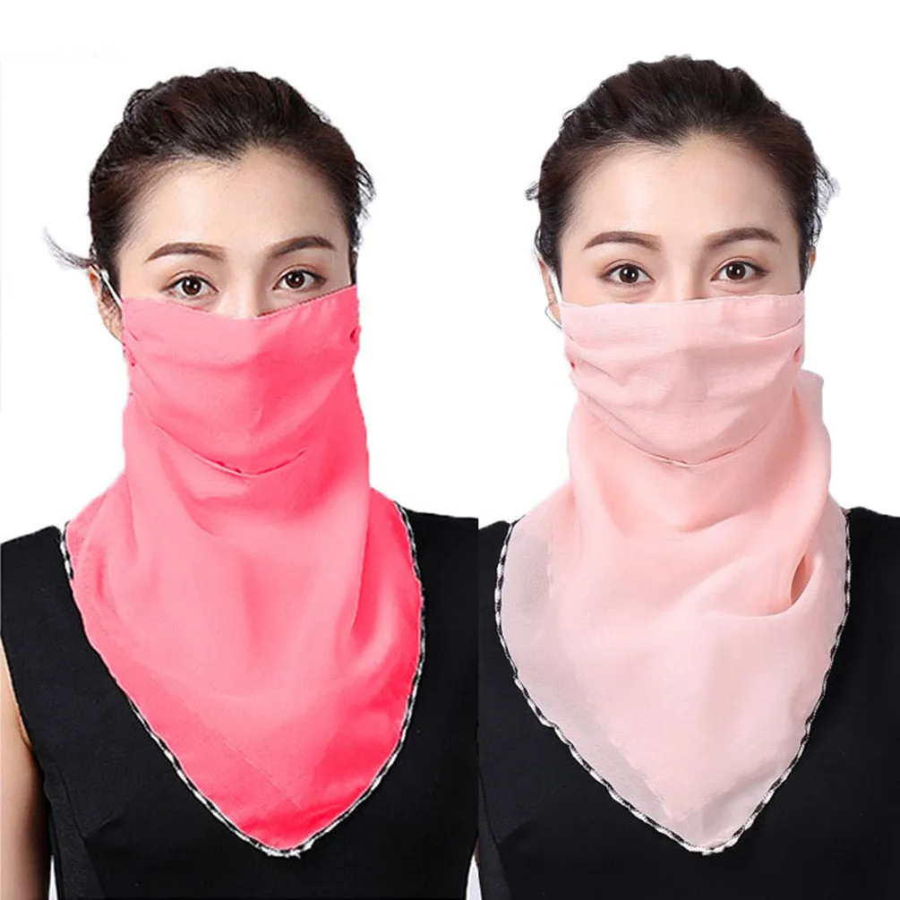 2pcs Dustproof Triangle Scarf Neck Gaiter Breathable Collar Bandana Balaclava for Women