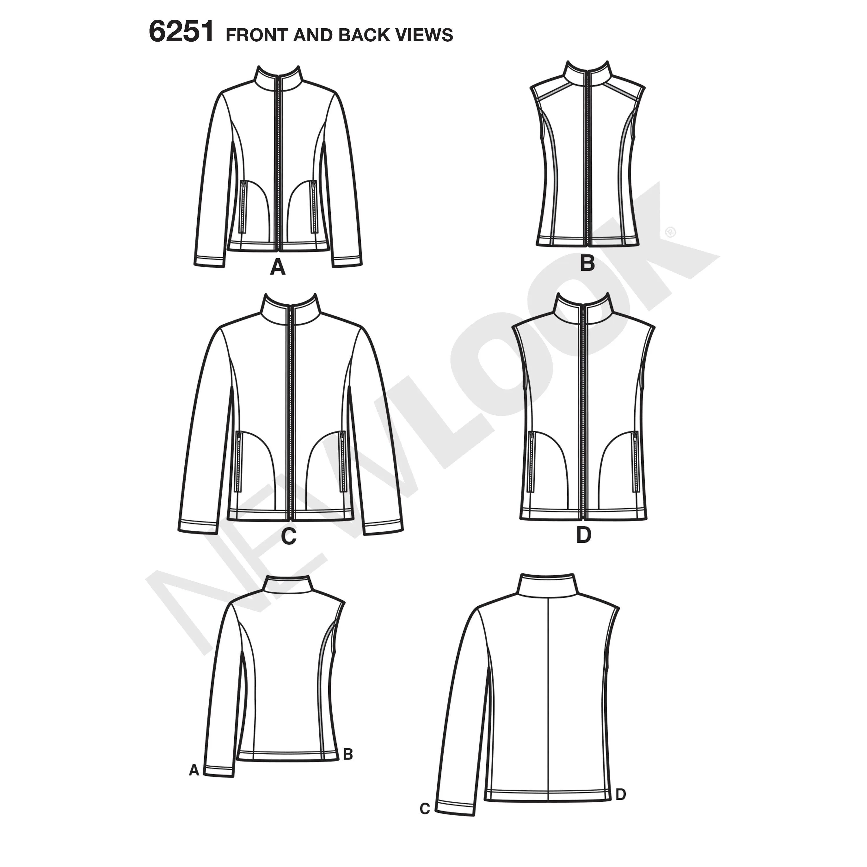 6251 Misses' and Men's Jacket or Vest