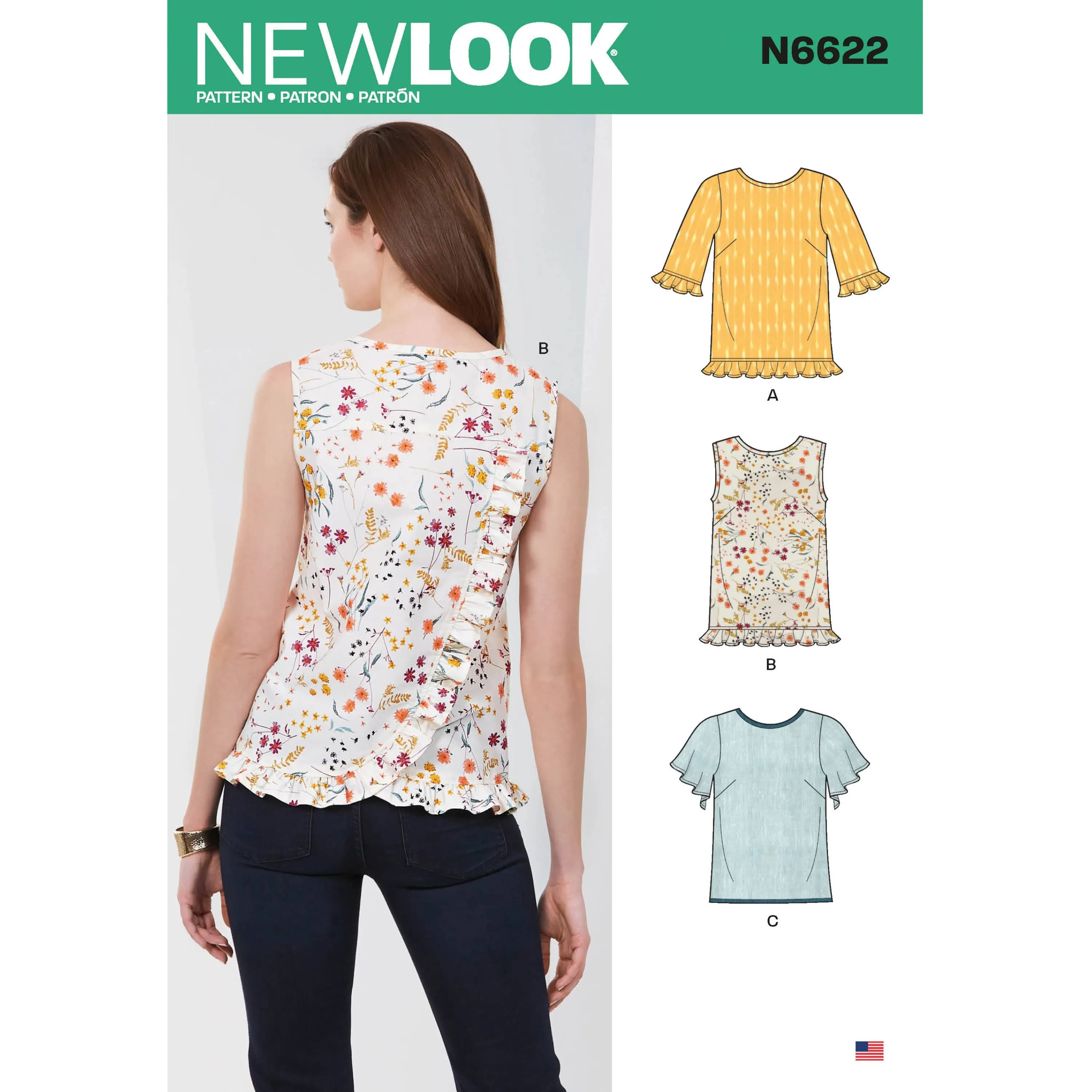 6622 New Look Sewing Pattern N6622 Misses' Tops