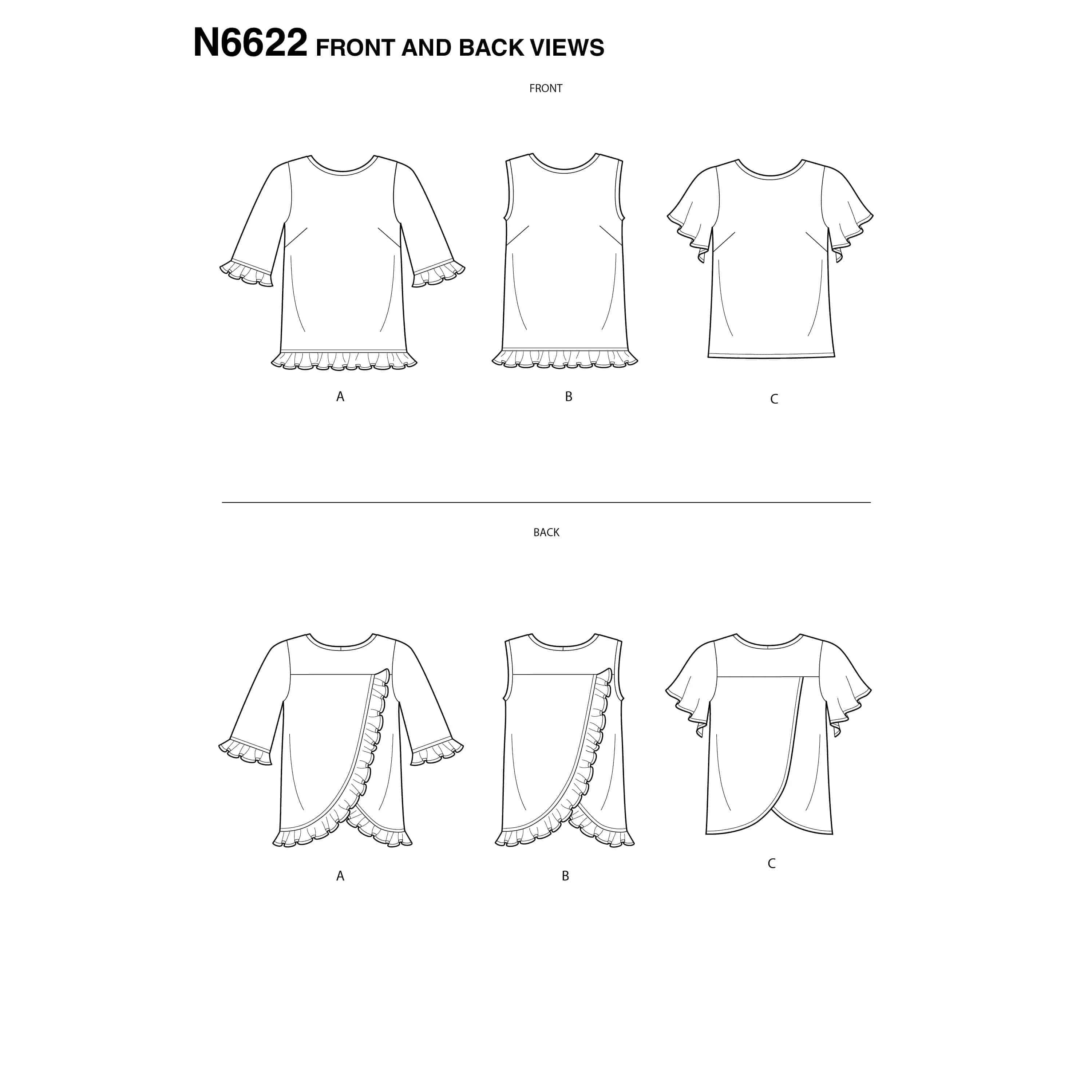 6622 New Look Sewing Pattern N6622 Misses' Tops