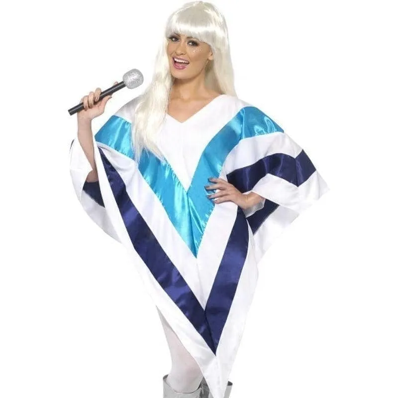 70s Super Trooper ABBA Poncho Adult White Blue