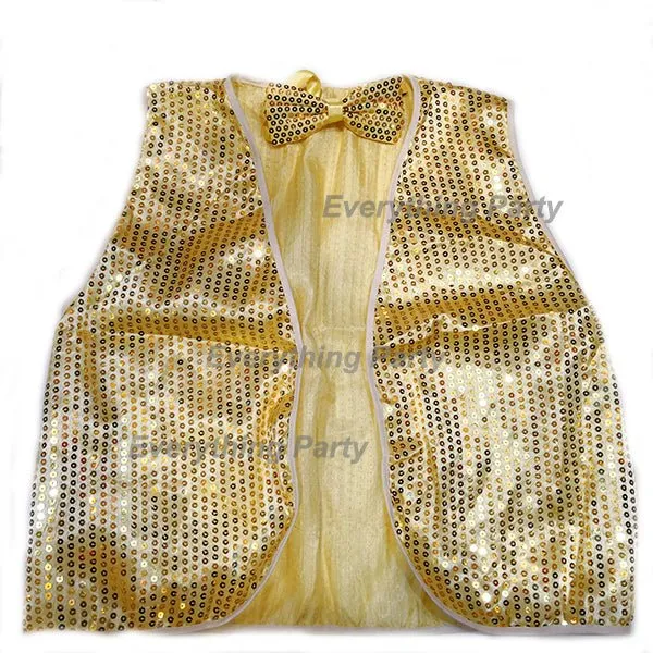 Adult Sequin Vest with Bow Tie - Gold