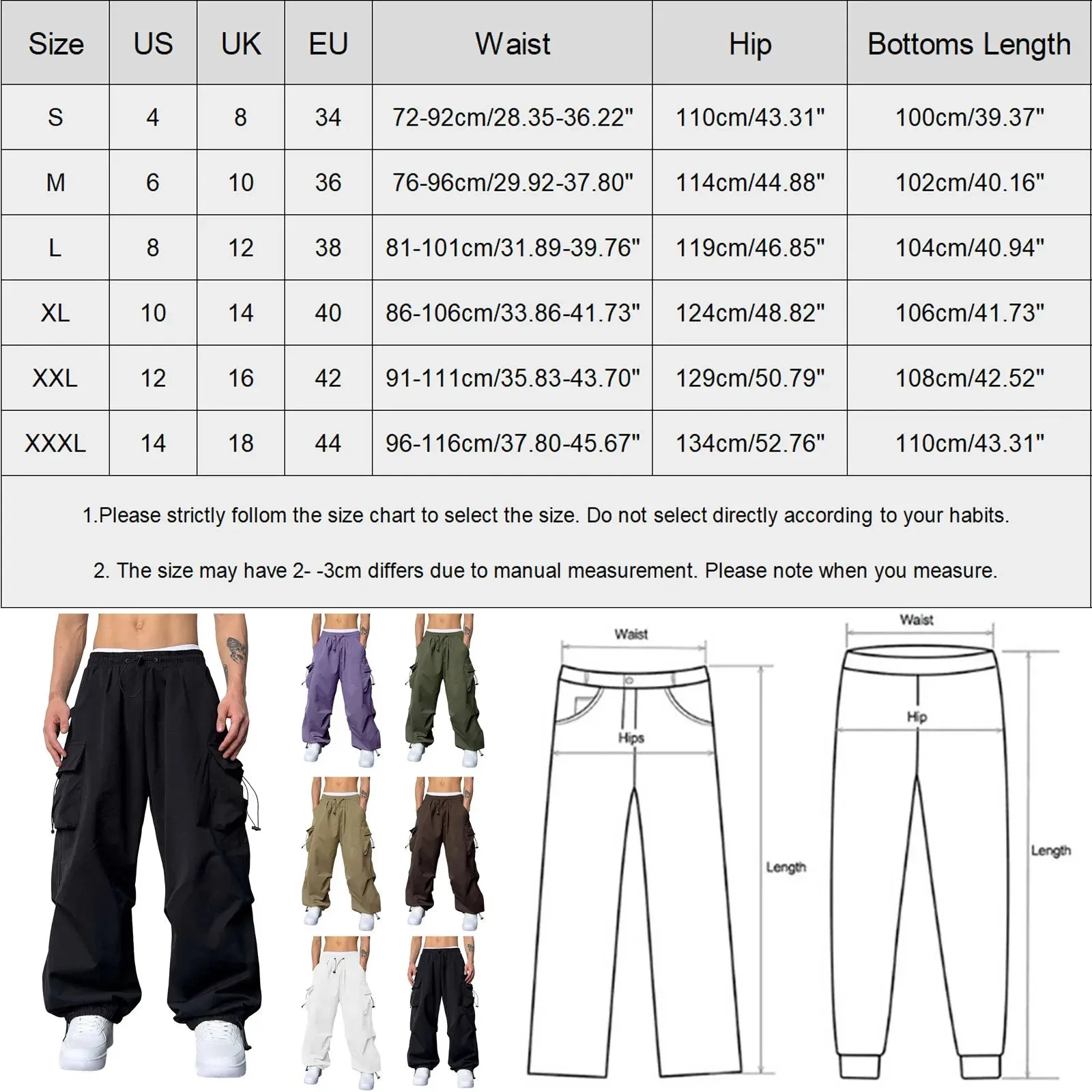 Aidase Harajuku Oversized Cargo Parachute Pants Men Streetwear Vintage Y2k Hip Hop Wide Leg Joggers Baggy Casual Sweatpants Techwear