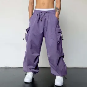 Aidase Harajuku Oversized Cargo Parachute Pants Men Streetwear Vintage Y2k Hip Hop Wide Leg Joggers Baggy Casual Sweatpants Techwear