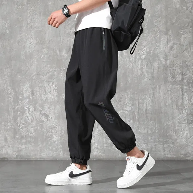 Aidase Summer Quick Dry Baggy Sweatpants Men Sportswear Black Jogger Pants Male Zip Pockets Track Trousers Plus Size 6XL 7XL 8XL