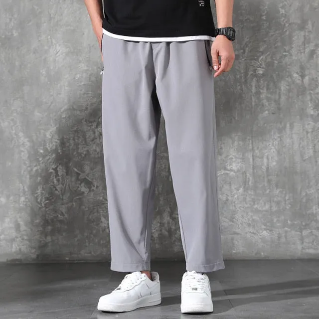 Aidase Summer Quick Dry Baggy Sweatpants Men Sportswear Black Jogger Pants Male Zip Pockets Track Trousers Plus Size 6XL 7XL 8XL