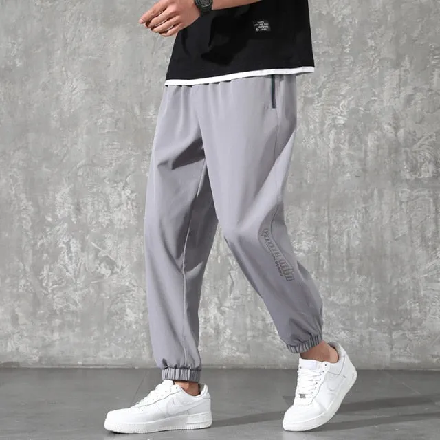 Aidase Summer Quick Dry Baggy Sweatpants Men Sportswear Black Jogger Pants Male Zip Pockets Track Trousers Plus Size 6XL 7XL 8XL