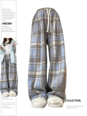 Aiertu Women Baggy Plaid Sweatpants Harajuku Jogger Streetwear Fashion Oversize High Waist Y2k Pants Vintage Wide Leg Trousers Clothes