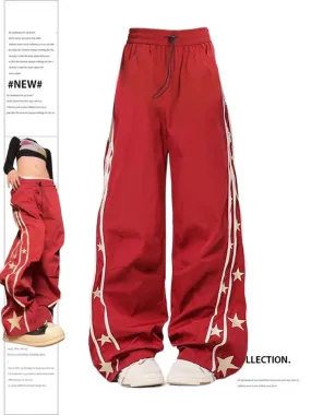 Aiertu Women's Baggy Wine Red Sweatpants Harajuku Streetwear Fashion Y2k High Waist Oversize Jogger Pants Vintage Wide Trousers Clothes