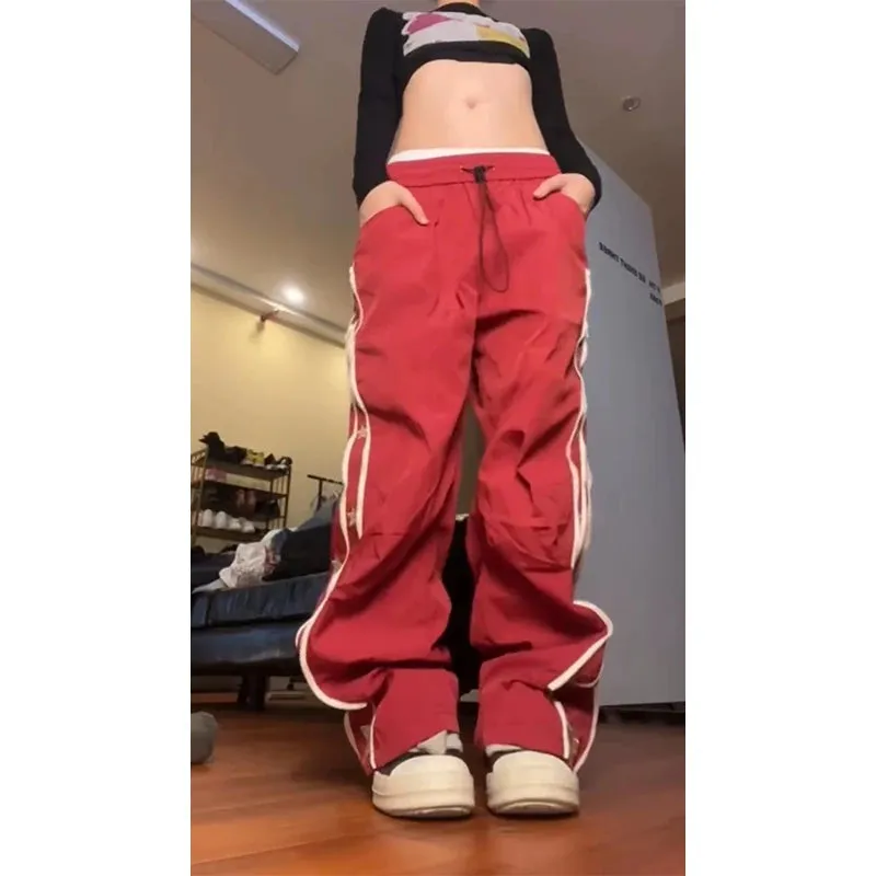 Aiertu Women's Baggy Wine Red Sweatpants Harajuku Streetwear Fashion Y2k High Waist Oversize Jogger Pants Vintage Wide Trousers Clothes