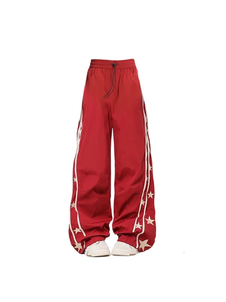 Aiertu Women's Baggy Wine Red Sweatpants Harajuku Streetwear Fashion Y2k High Waist Oversize Jogger Pants Vintage Wide Trousers Clothes