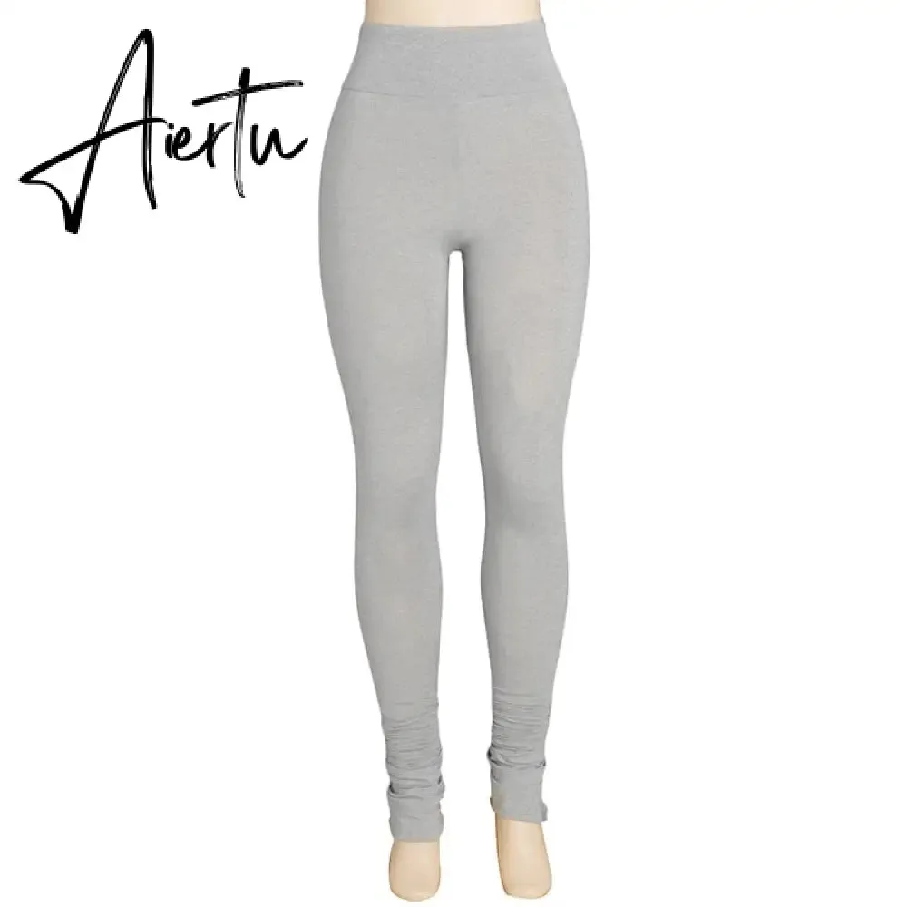 Aiertu  Y2K Pants Streetwear Women Legging Fashion Solid Ruched Stacked High Waist Sweatpants Casual Trousers Pencil Pants Jogging