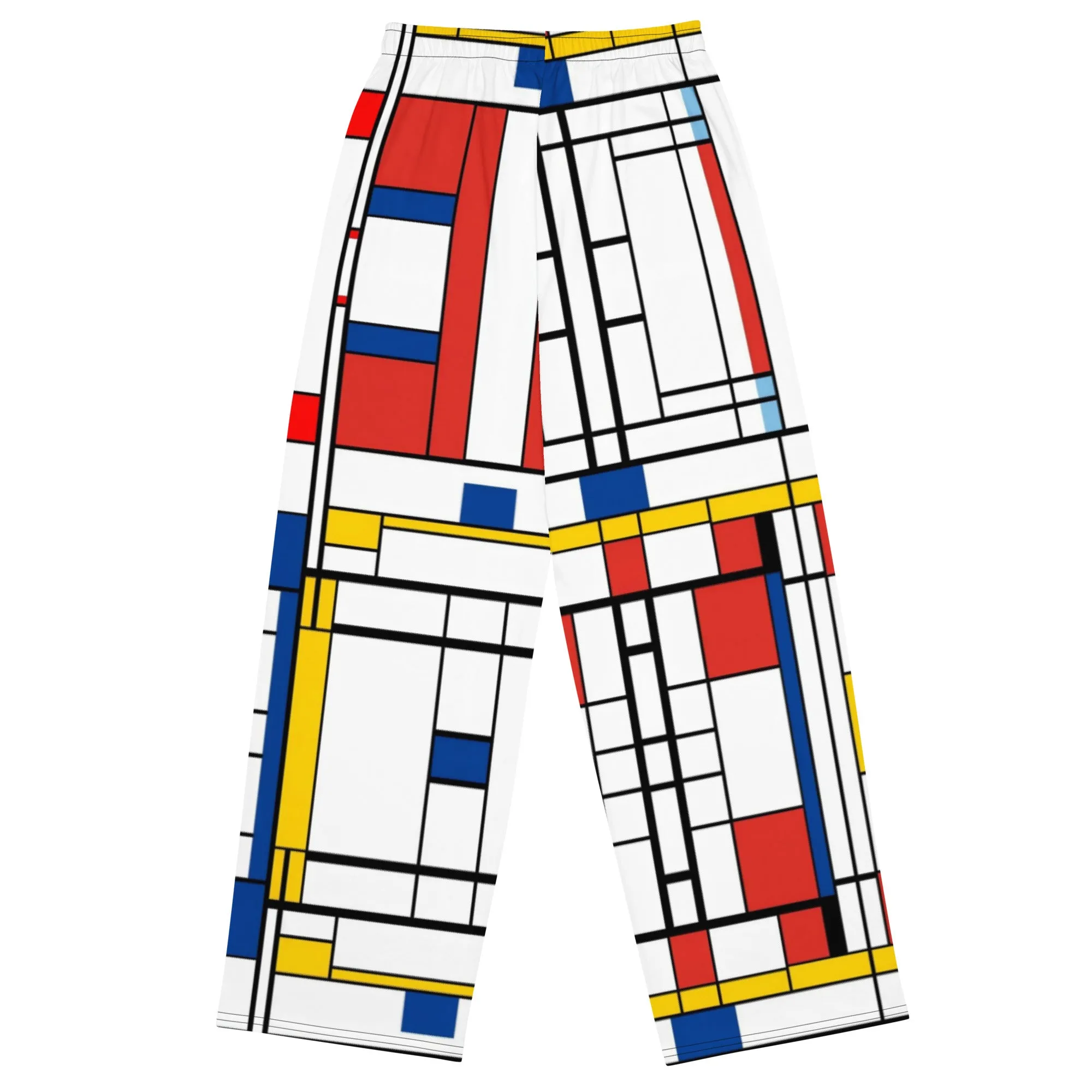 All-over print unisex wide-leg pants / Mondrian pants / AI pants / Piet Mondiran / Industrial fashion / Vintage pants