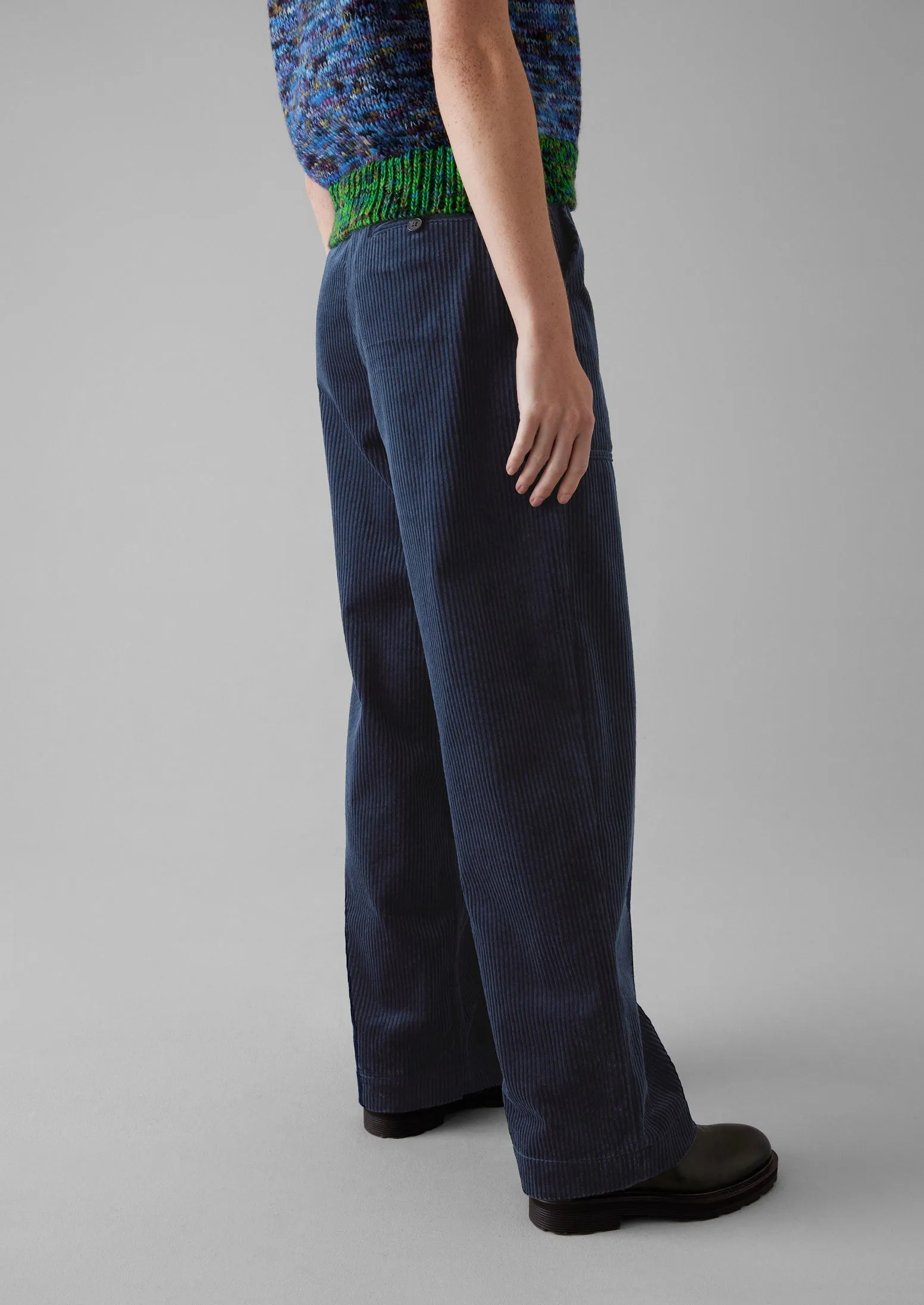 Annie Organic Cord Full Length Pants | Dusty Navy