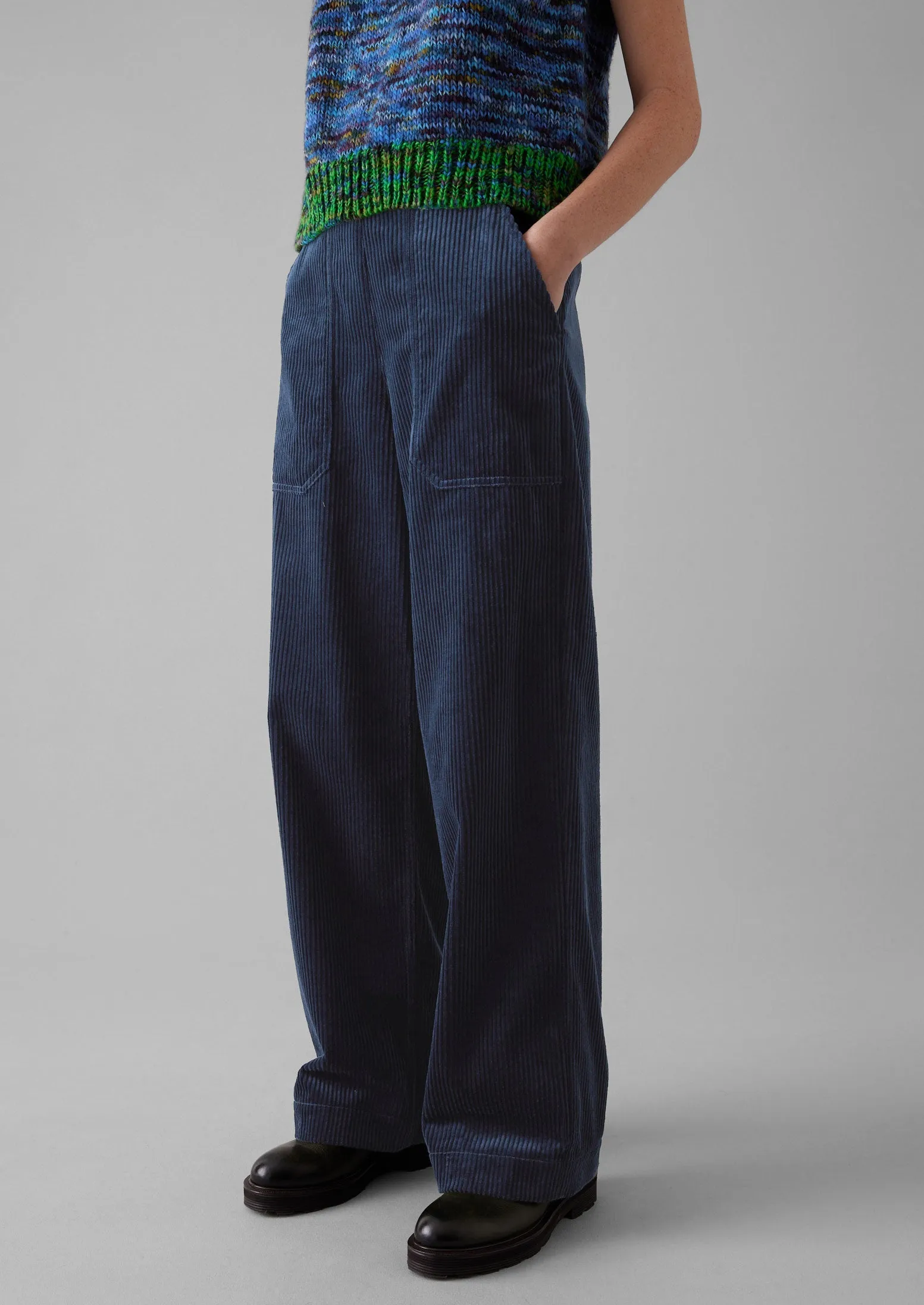 Annie Organic Cord Full Length Pants | Dusty Navy