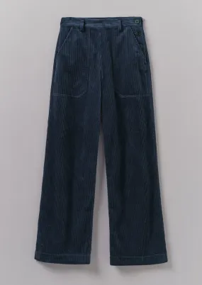 Annie Organic Cord Full Length Pants | Dusty Navy