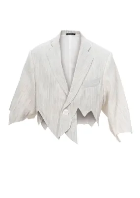 Asymmetric Cropped Oversized Cotton Suit Jacket