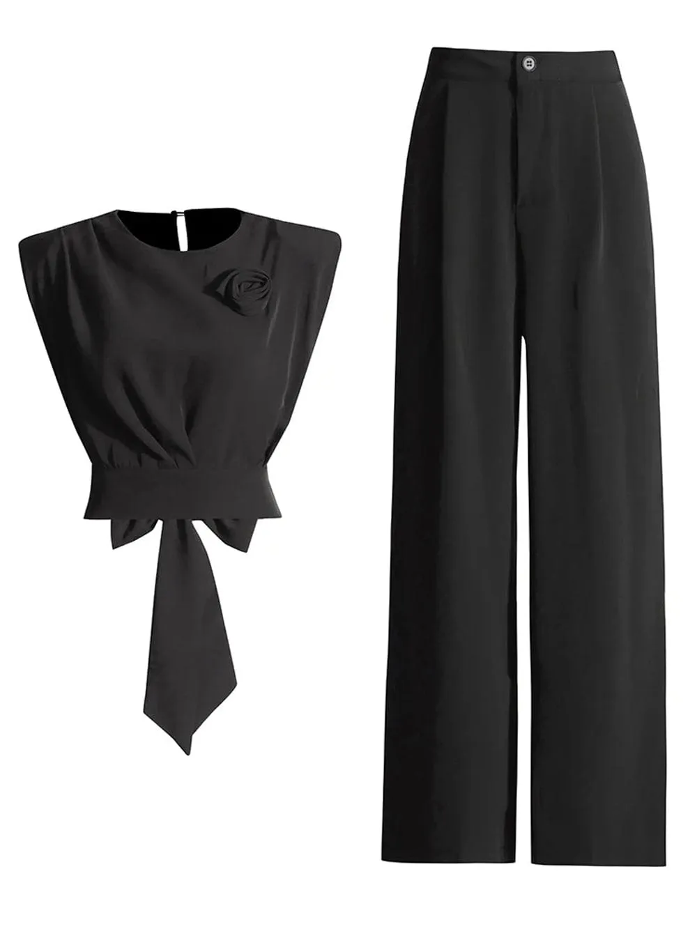 Avril Sleeveless  Wide Leg Pant Chic Set