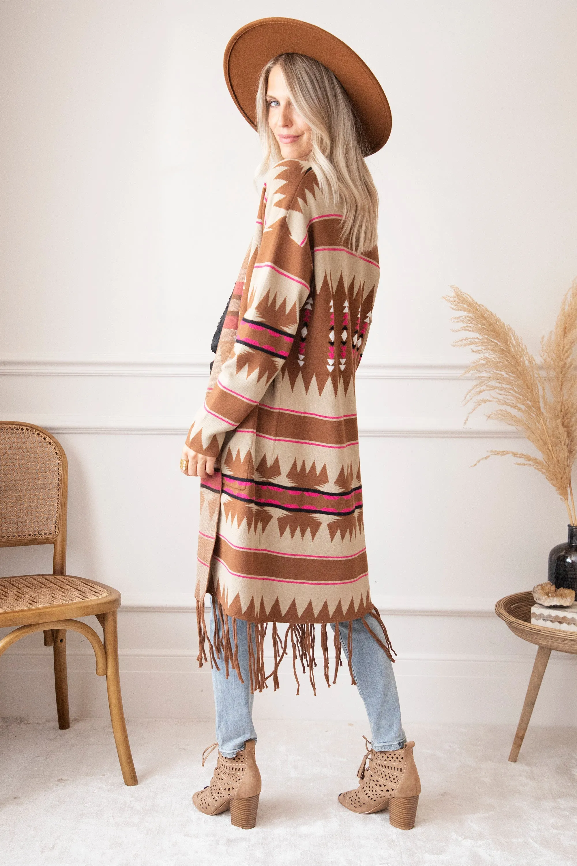 Aztec Dreams Brown/Fuchsia - Vest