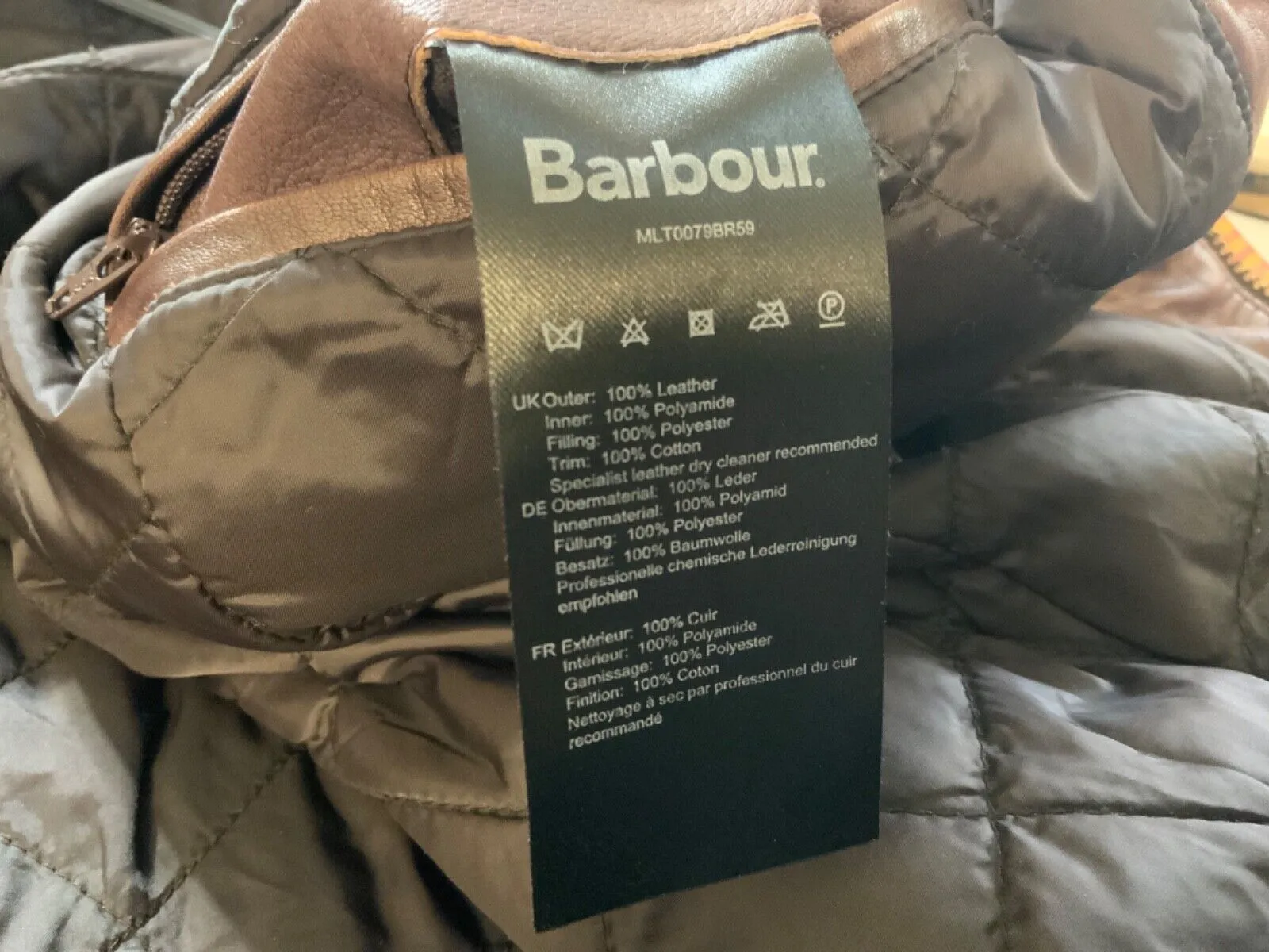 BARBOUR INTERNATIONAL SADDLER SOFT BROWN LEATHER FIELD JACKET MOTORCYCLE M 40”