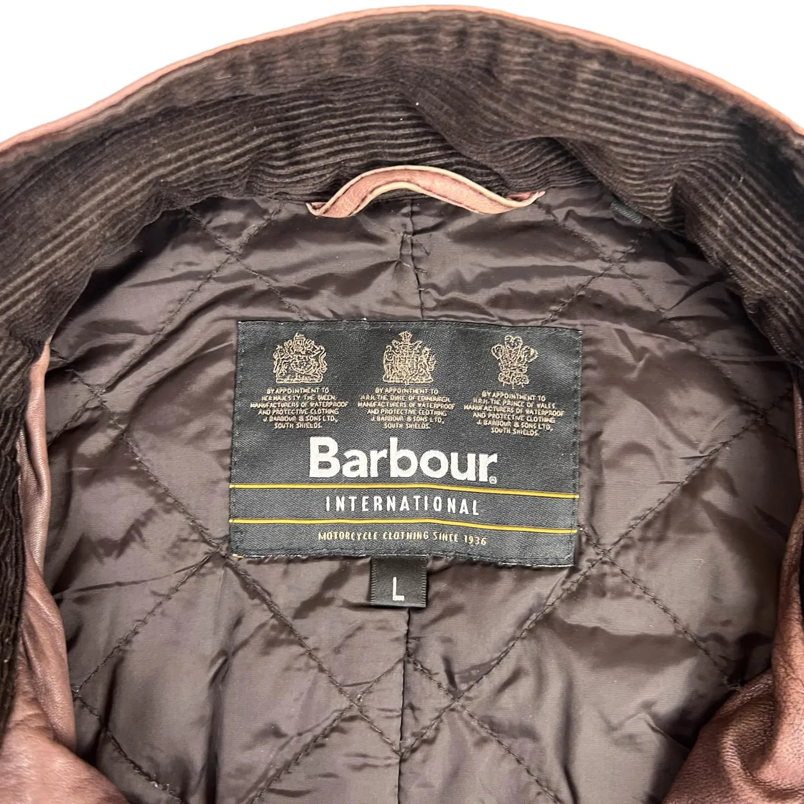 BARBOUR INTERNATIONAL SADDLER SOFT BROWN LEATHER FIELD JACKET MOTORCYCLE M 40”