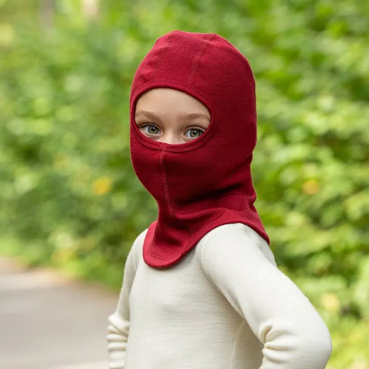 Base Layer Merino Wool Balaclava, Cherry Red