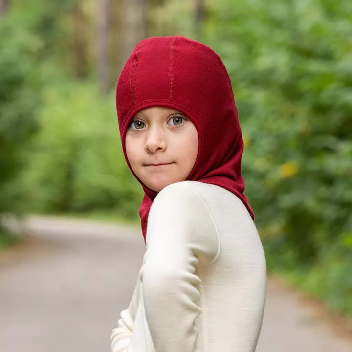 Base Layer Merino Wool Balaclava, Cherry Red