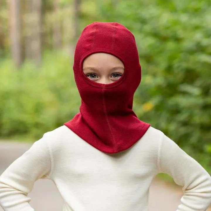 Base Layer Merino Wool Balaclava, Cherry Red