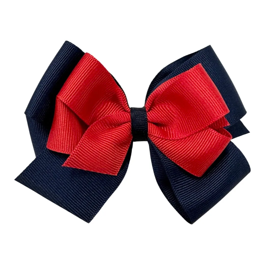 Basically Bows & Bowties Medium 2 Layer Grosgrain Hair Bow on French Barrette