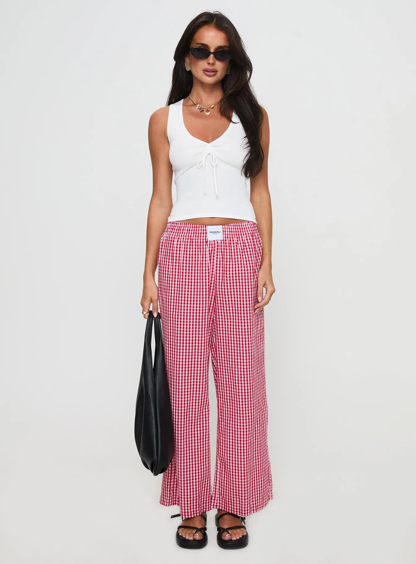 Beach House Pants Red Gingham