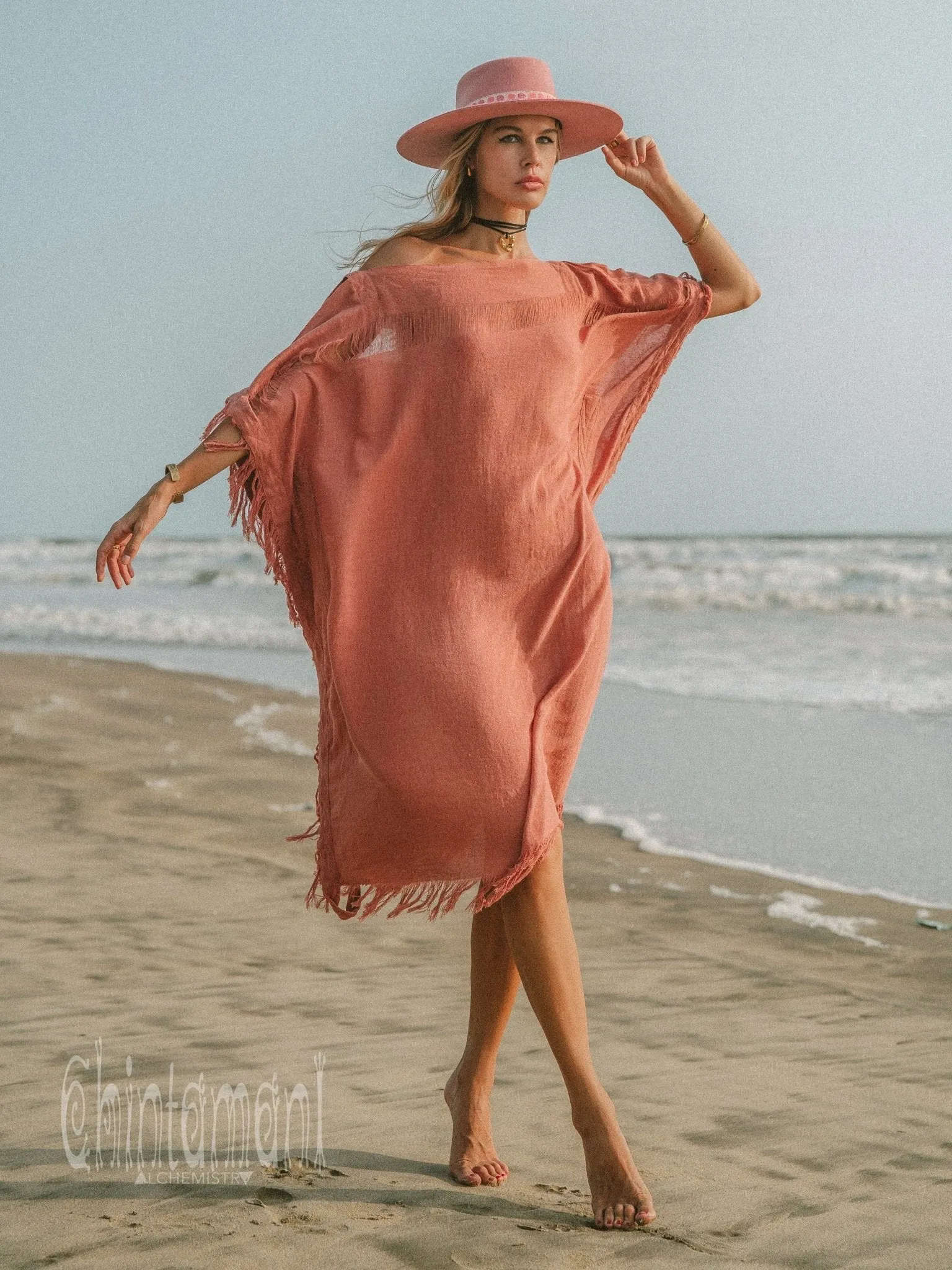 Beach Poncho Dress / Soft Pink