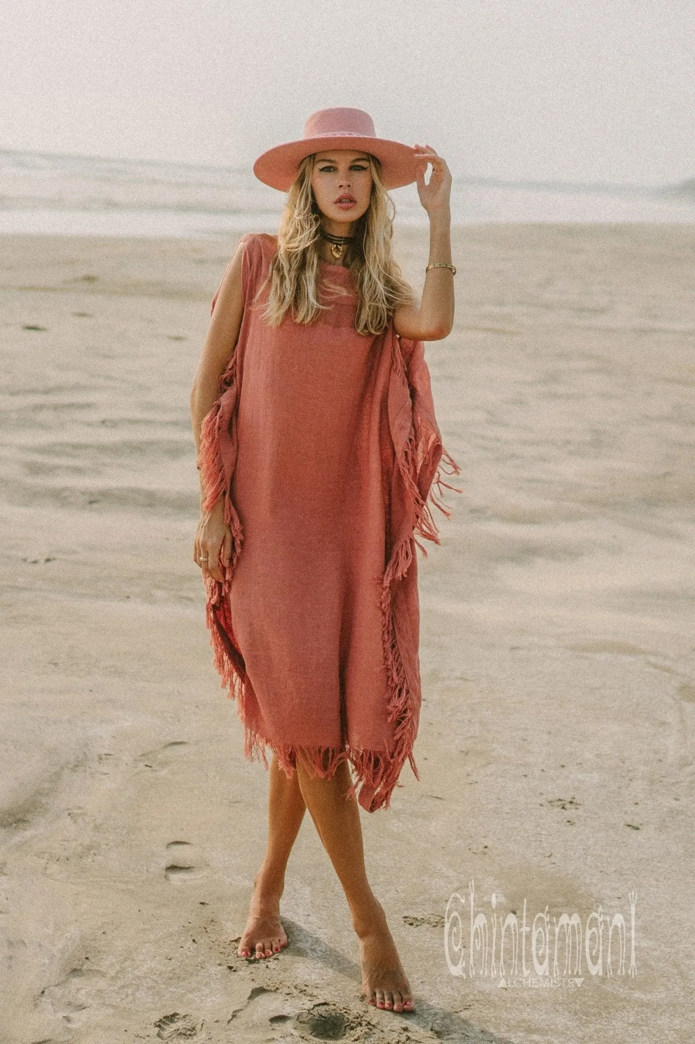 Beach Poncho Dress / Soft Pink