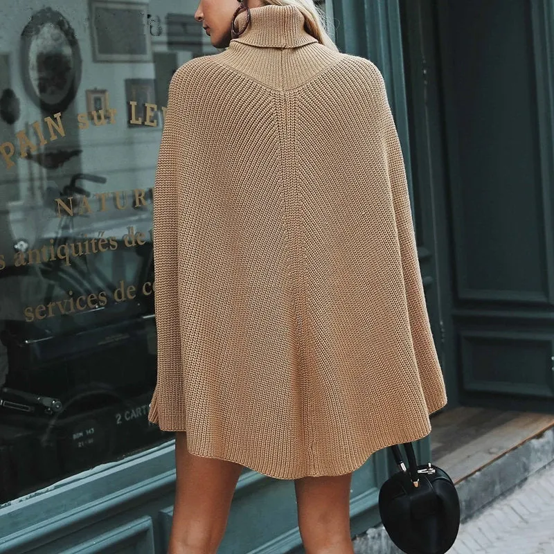 Beautiful Autumn Knitted Poncho Sweater