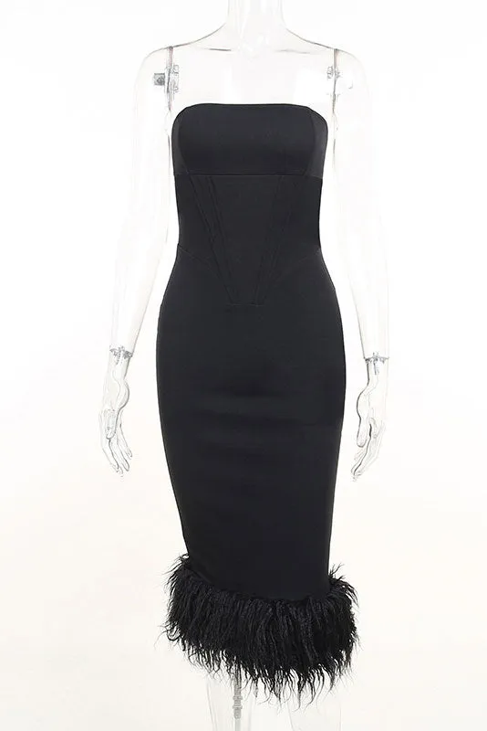 Black Strapless Bodycon Cocktail Party Dresses