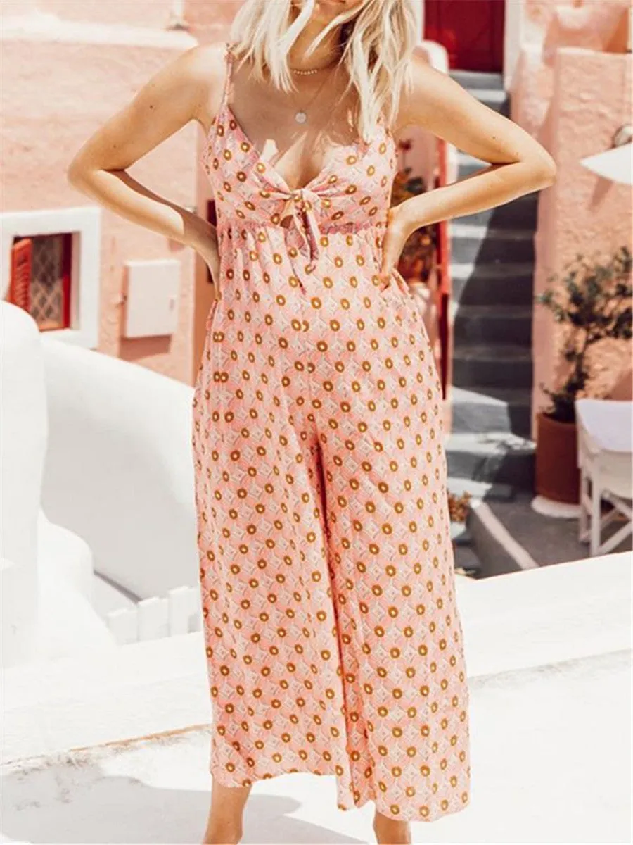 Bohemian Loose Casual Suspenders Maternity Jumpsuit