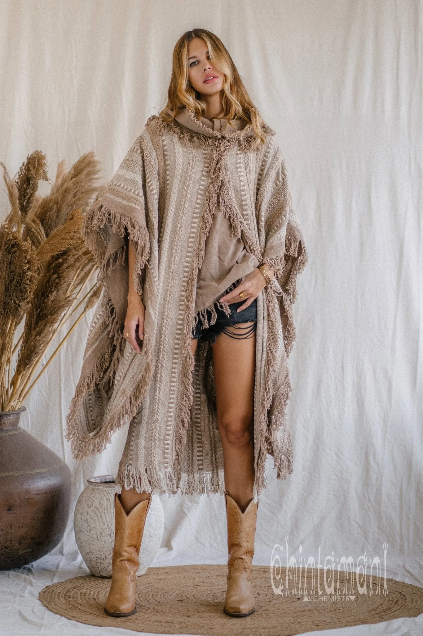 Bohemian Poncho Coat for Women / Coffee