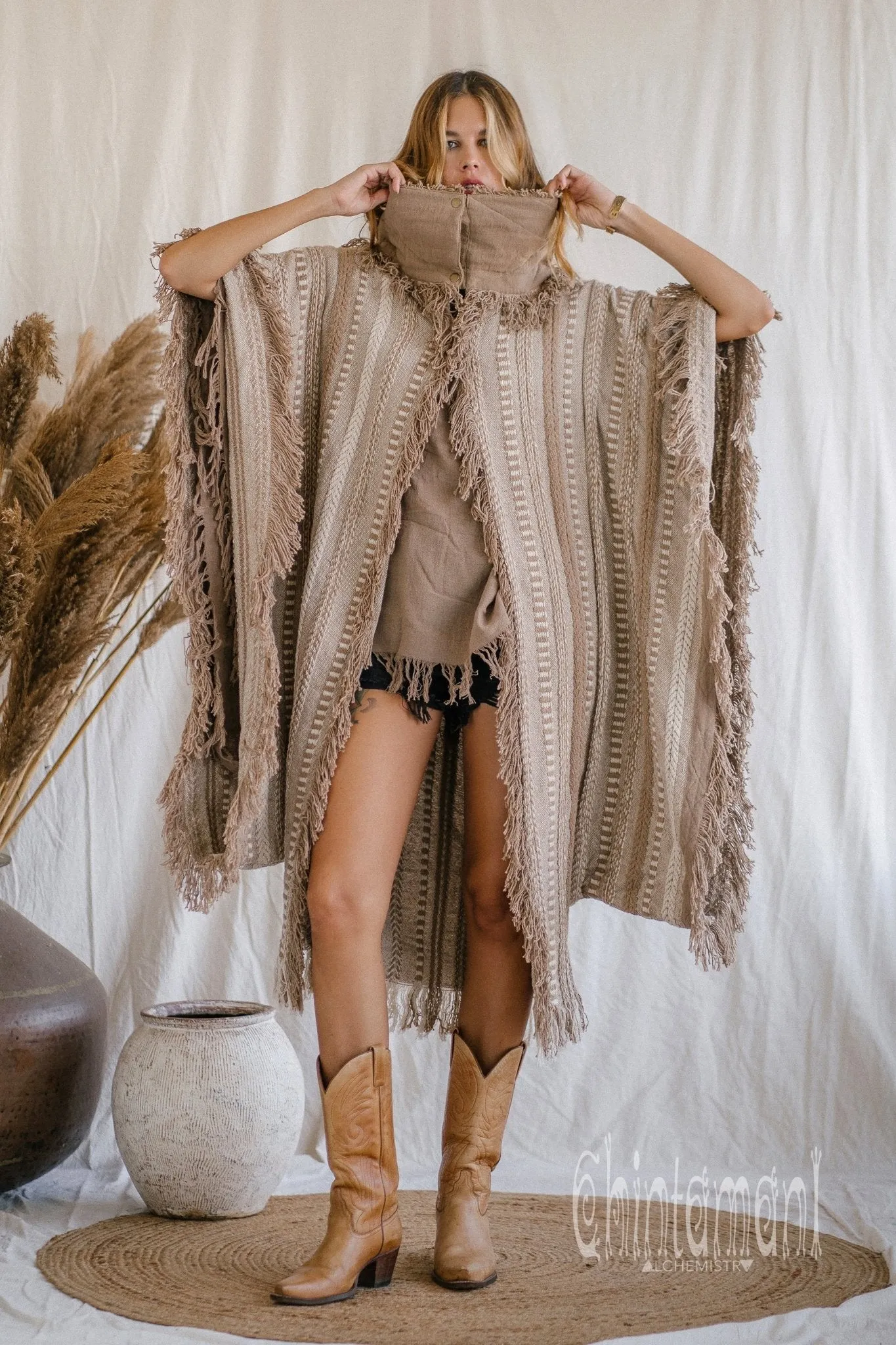 Bohemian Poncho Coat for Women / Coffee